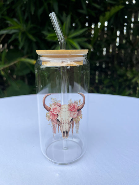 Glass Tumbler - Boho Skull