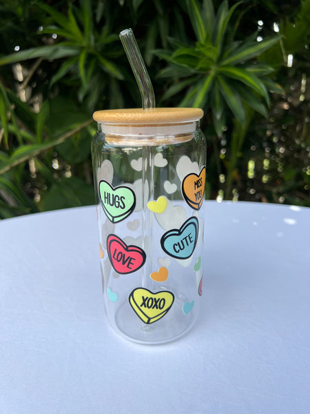 Glass Tumbler - Candy Hearts