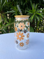 Glass Tumbler - Neutral Flowers