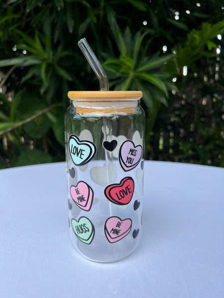 Glass Tumbler - Candy Hearts