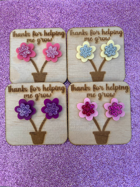 Thank You for Helping me Grow - Teacher Gift Earrings